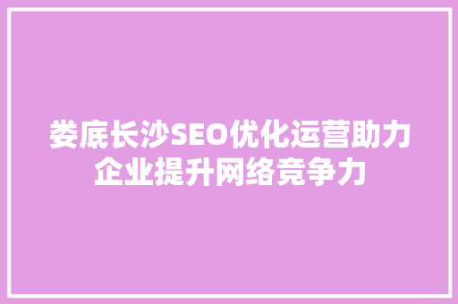 娄底长沙SEO优化运营助力企业提升网络竞争力