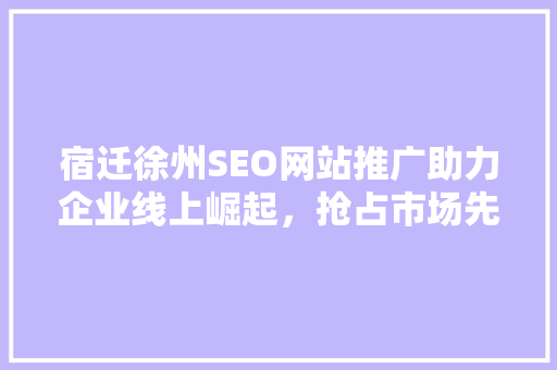 宿迁徐州SEO网站推广助力企业线上崛起，抢占市场先机