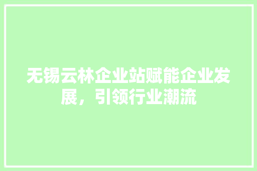 无锡云林企业站赋能企业发展，引领行业潮流