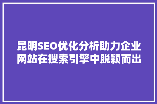 昆明SEO优化分析助力企业网站在搜索引擎中脱颖而出