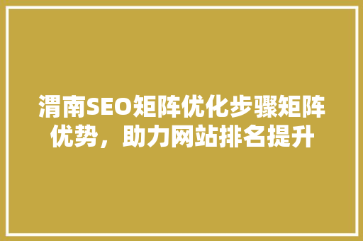 渭南SEO矩阵优化步骤矩阵优势，助力网站排名提升