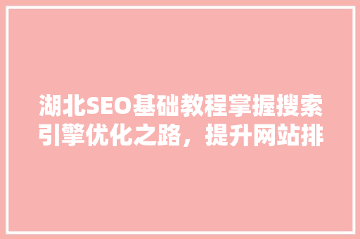 湖北SEO基础教程掌握搜索引擎优化之路，提升网站排名
