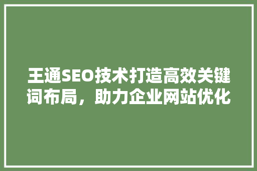 王通SEO技术打造高效关键词布局，助力企业网站优化