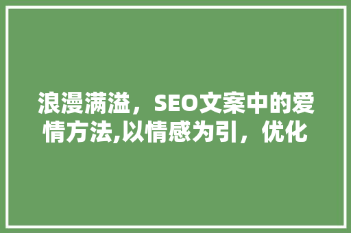 浪漫满溢，SEO文案中的爱情方法,以情感为引，优化搜索体验