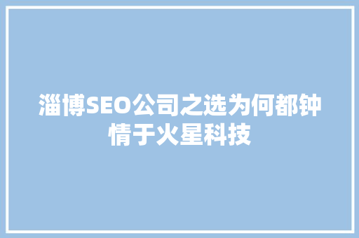 淄博SEO公司之选为何都钟情于火星科技