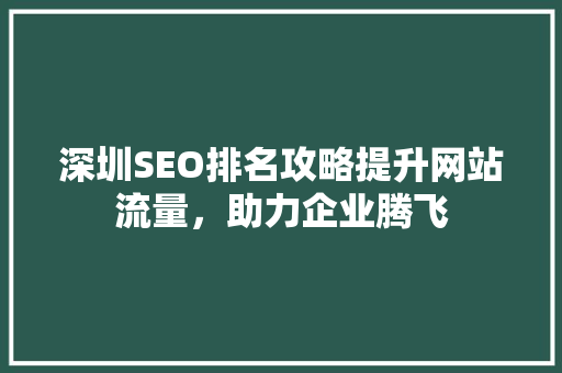 深圳SEO排名攻略提升网站流量，助力企业腾飞