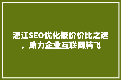 湛江SEO优化报价价比之选，助力企业互联网腾飞