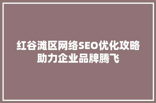 红谷滩区网络SEO优化攻略助力企业品牌腾飞  第1张