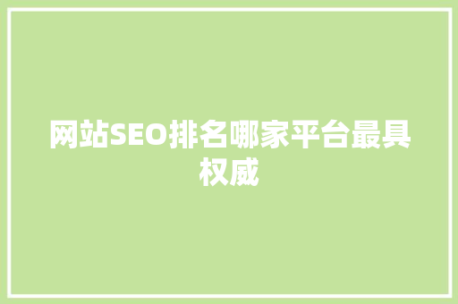 网站SEO排名哪家平台最具权威