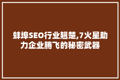 蚌埠SEO行业翘楚,7火星助力企业腾飞的秘密武器