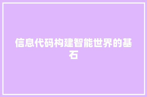 信息代码构建智能世界的基石