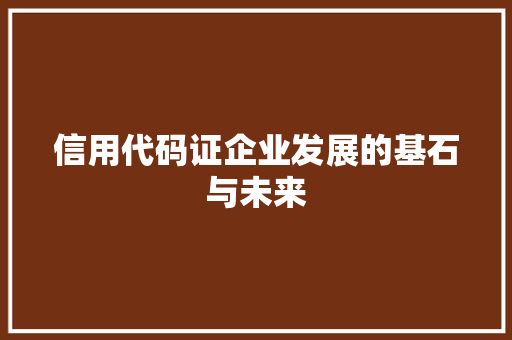 信用代码证企业发展的基石与未来
