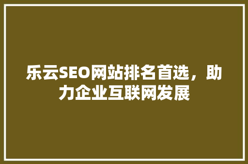 乐云SEO网站排名首选，助力企业互联网发展  第1张