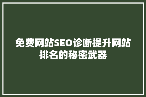 免费网站SEO诊断提升网站排名的秘密武器  第1张