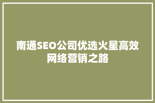 南通SEO公司优选火星高效网络营销之路