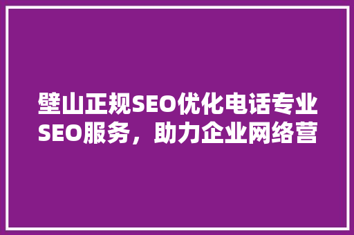 壁山正规SEO优化电话专业SEO服务，助力企业网络营销