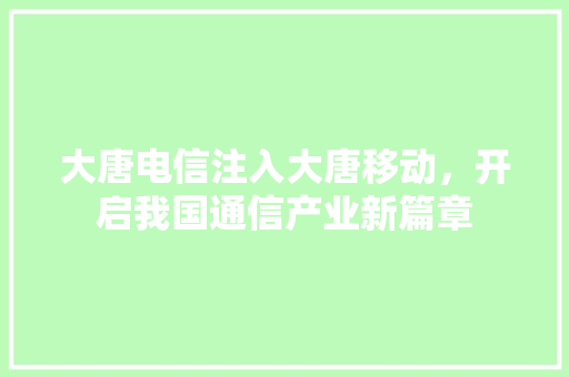 大唐电信注入大唐移动，开启我国通信产业新篇章