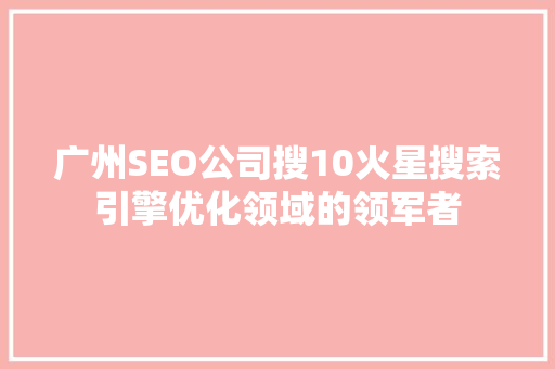 广州SEO公司搜10火星搜索引擎优化领域的领军者  第1张