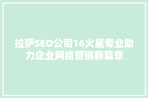 拉萨SEO公司16火星专业助力企业网络营销新篇章  第1张