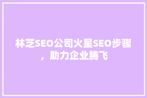 林芝SEO公司火星SEO步骤，助力企业腾飞