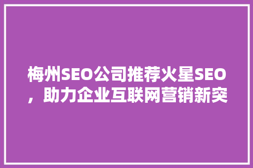 梅州SEO公司推荐火星SEO，助力企业互联网营销新突破