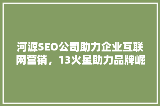 河源SEO公司助力企业互联网营销，13火星助力品牌崛起
