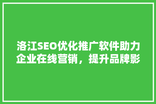 洛江SEO优化推广软件助力企业在线营销，提升品牌影响力  第1张