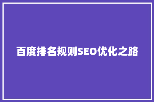 百度排名规则SEO优化之路