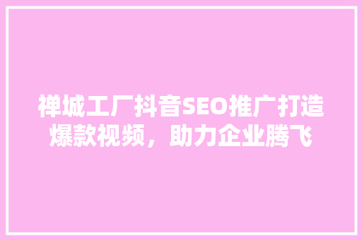 禅城工厂抖音SEO推广打造爆款视频，助力企业腾飞