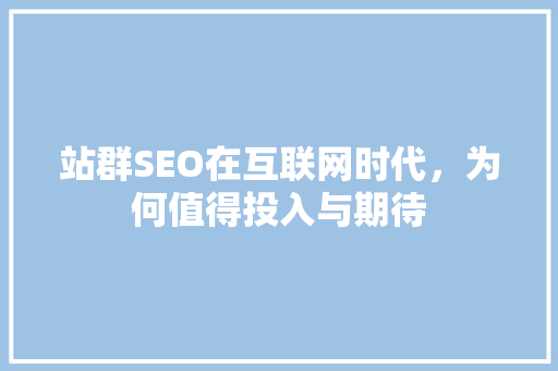 站群SEO在互联网时代，为何值得投入与期待  第1张
