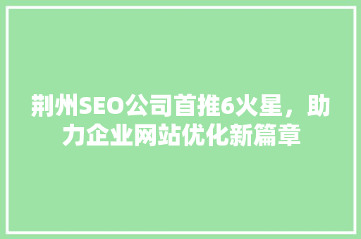 荆州SEO公司首推6火星，助力企业网站优化新篇章