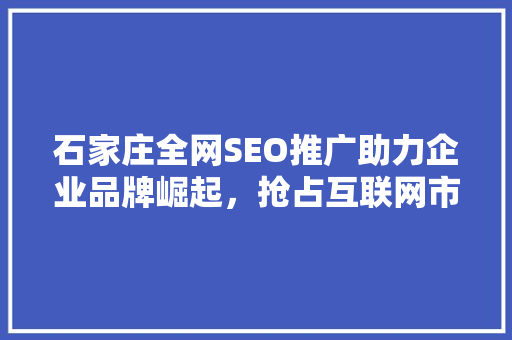 石家庄全网SEO推广助力企业品牌崛起，抢占互联网市场先机