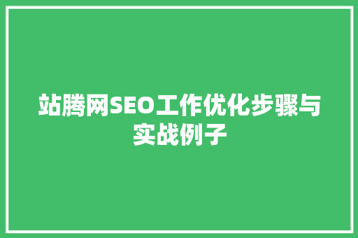 站腾网SEO工作优化步骤与实战例子