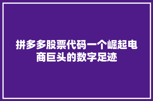 拼多多股票代码一个崛起电商巨头的数字足迹