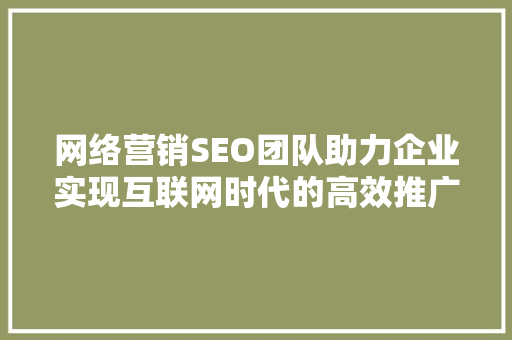 网络营销SEO团队助力企业实现互联网时代的高效推广