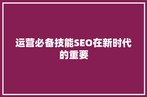 运营必备技能SEO在新时代的重要  第1张