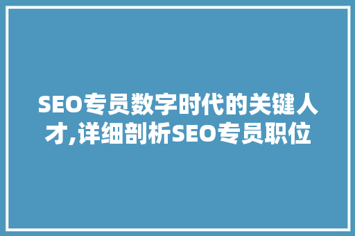 SEO专员数字时代的关键人才,详细剖析SEO专员职位要求及职业发展路径