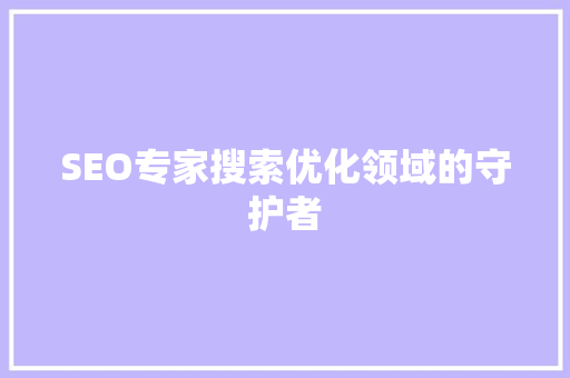 SEO专家搜索优化领域的守护者