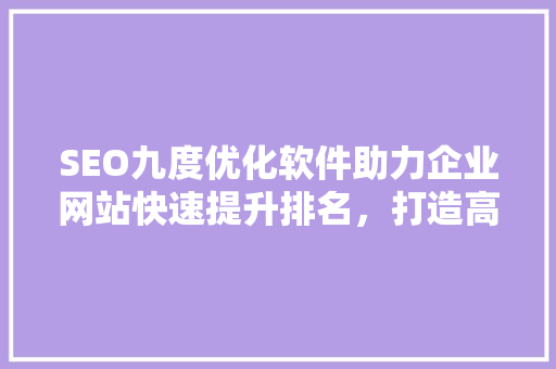 SEO九度优化软件助力企业网站快速提升排名，打造高效营销步骤