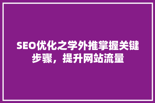 SEO优化之学外推掌握关键步骤，提升网站流量