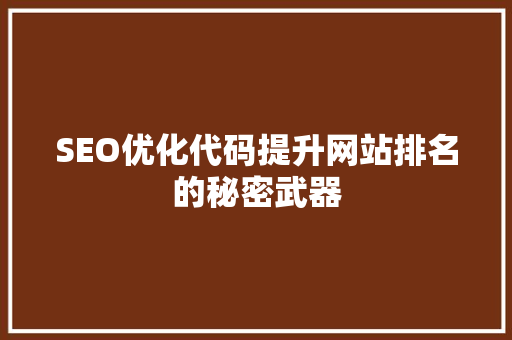 SEO优化代码提升网站排名的秘密武器