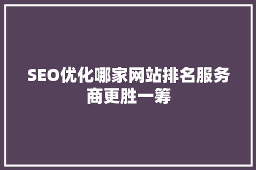 SEO优化哪家网站排名服务商更胜一筹