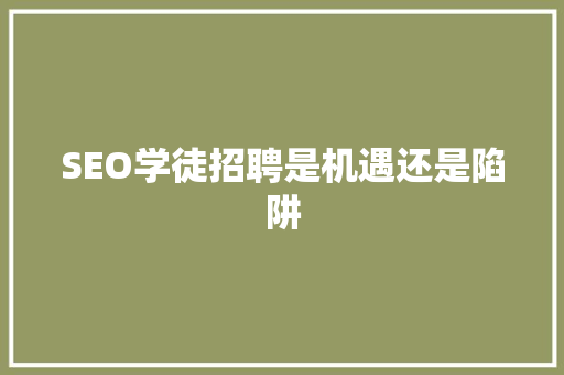 SEO学徒招聘是机遇还是陷阱