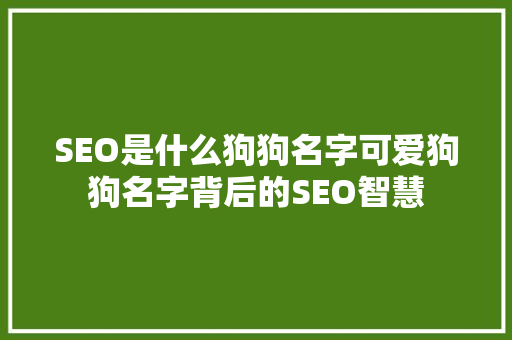 SEO是什么狗狗名字可爱狗狗名字背后的SEO智慧