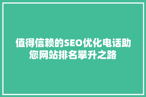 值得信赖的SEO优化电话助您网站排名攀升之路  第1张