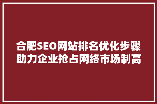 合肥SEO网站排名优化步骤助力企业抢占网络市场制高点