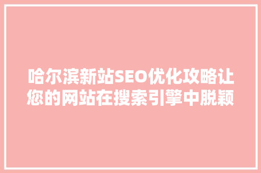 哈尔滨新站SEO优化攻略让您的网站在搜索引擎中脱颖而出
