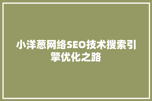 小洋葱网络SEO技术搜索引擎优化之路