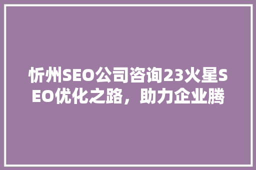 忻州SEO公司咨询23火星SEO优化之路，助力企业腾飞  第1张