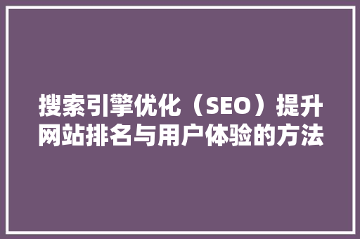 搜索引擎优化（SEO）提升网站排名与用户体验的方法